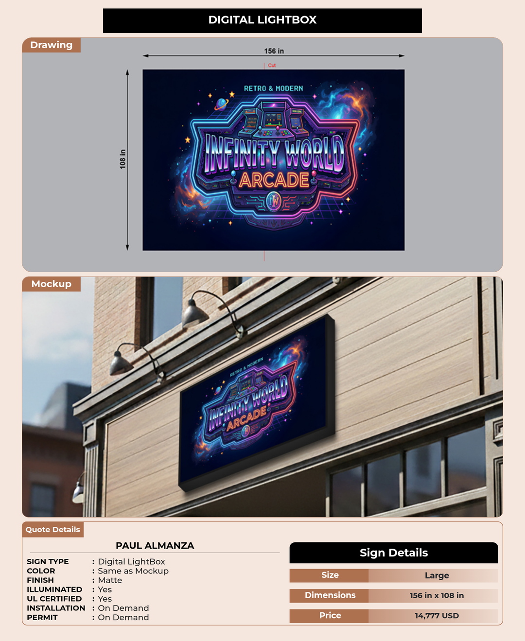 CUSTOM MOCKUP SIGN FOR Paul Almanza