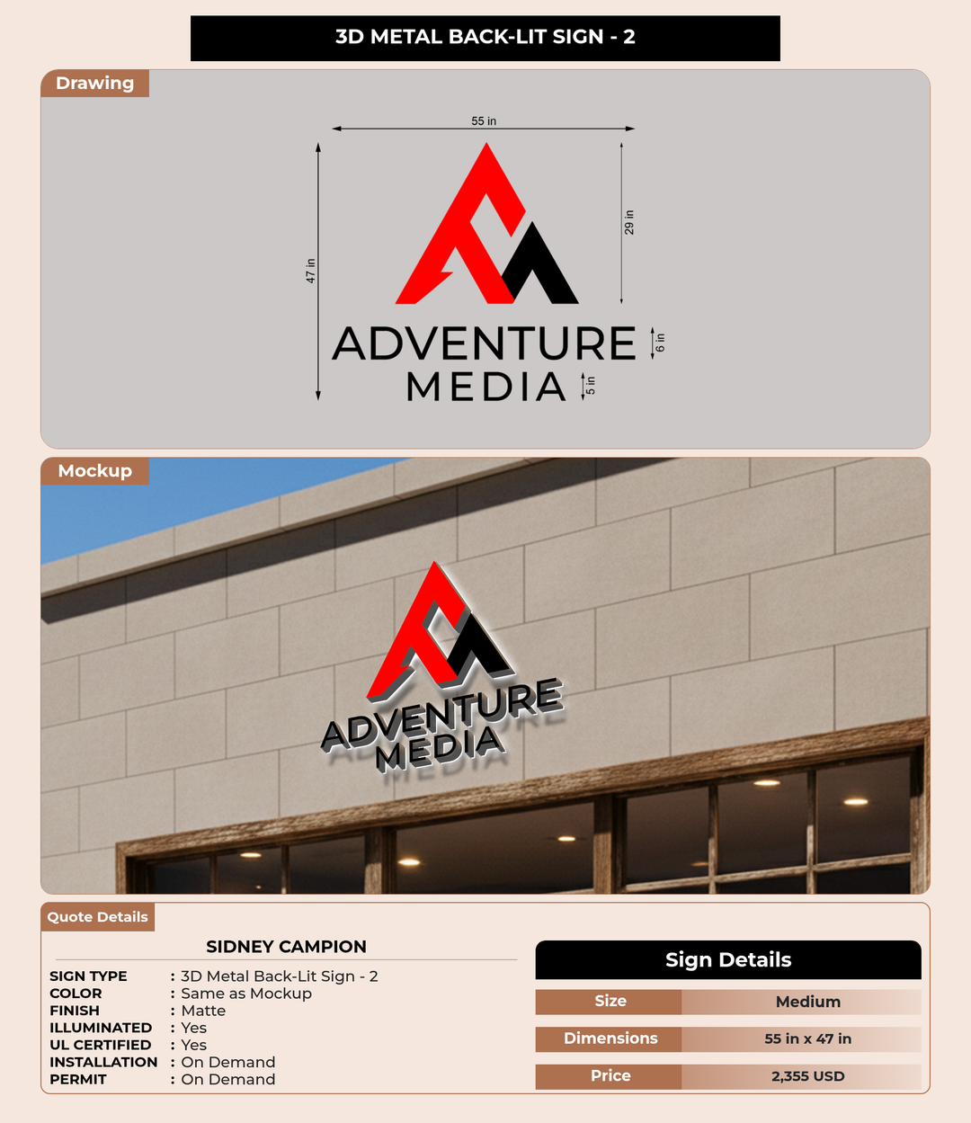 CUSTOM MOCKUP SIGN FOR Sidney Campion