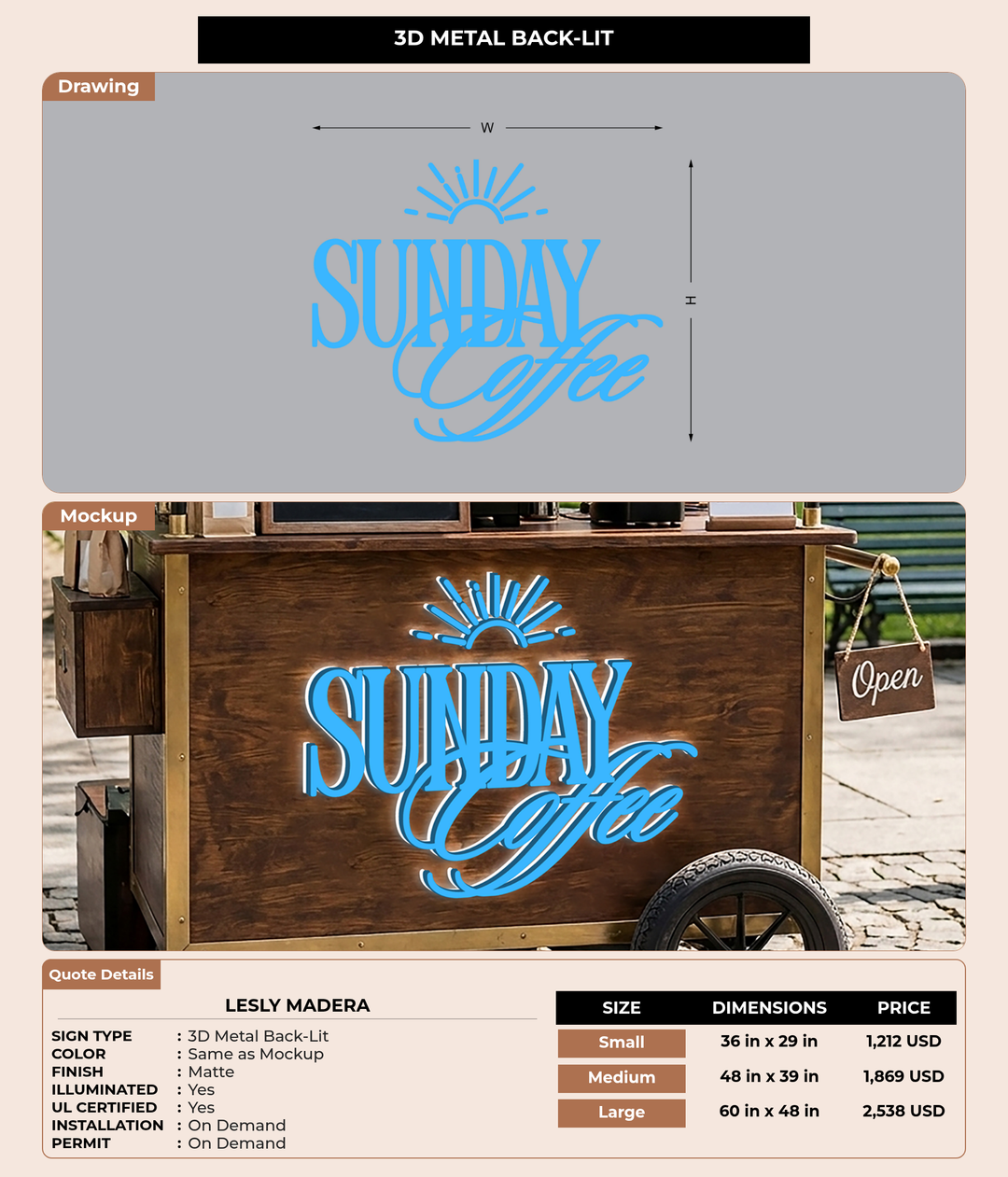 CUSTOM MOCKUP SIGN FOR lesly madera