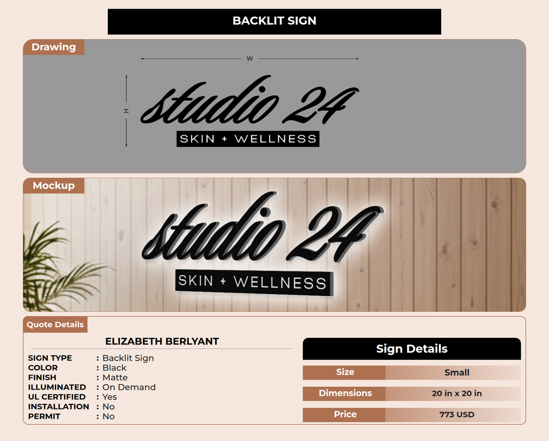 CUSTOM MOCKUP SIGN FOR Elizabeth Berlyant