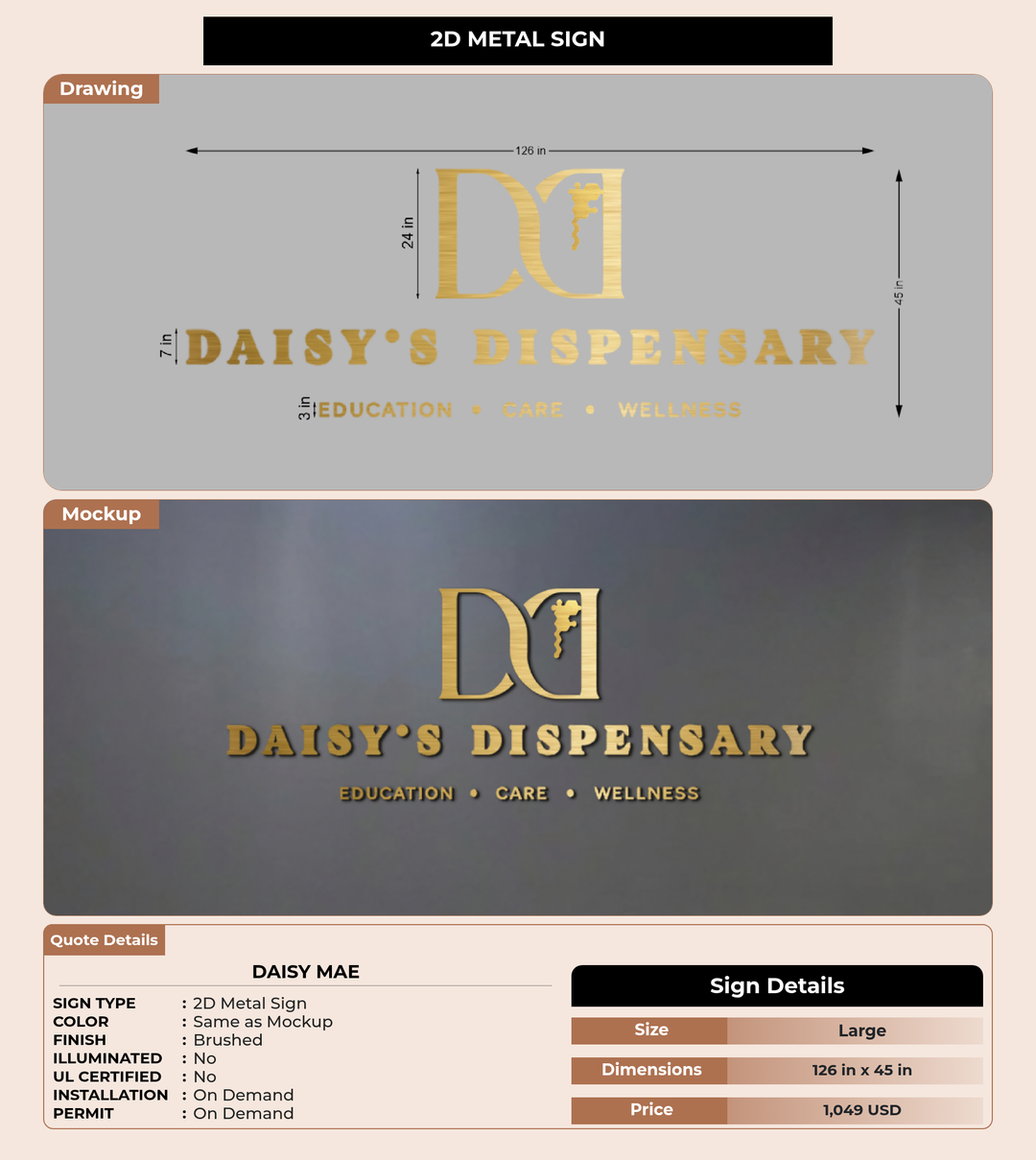 CUSTOM MOCKUP SIGN FOR Daisy Mae