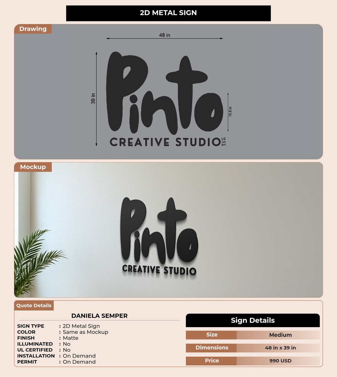 CUSTOM MOCKUP SIGN FOR Daniela Semper