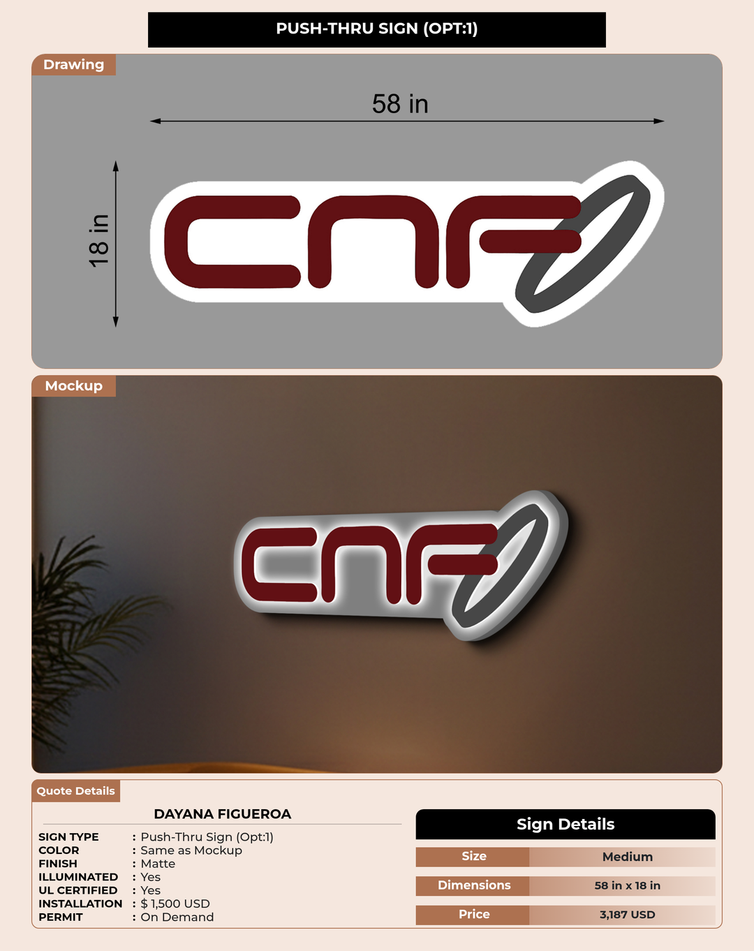 CUSTOM MOCKUP SIGN FOR Dayana Figueroa