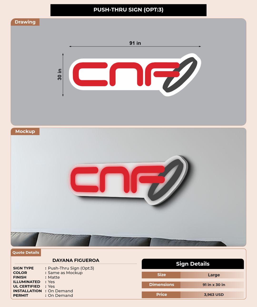 CUSTOM MOCKUP SIGN FOR Dayana Figueroa