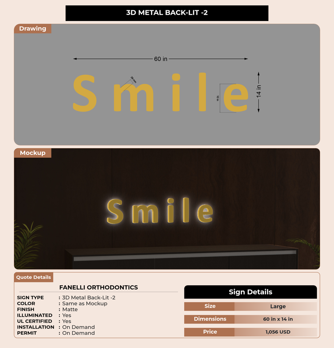 CUSTOM MOCKUP SIGN FOR Fanelli Orthodontics