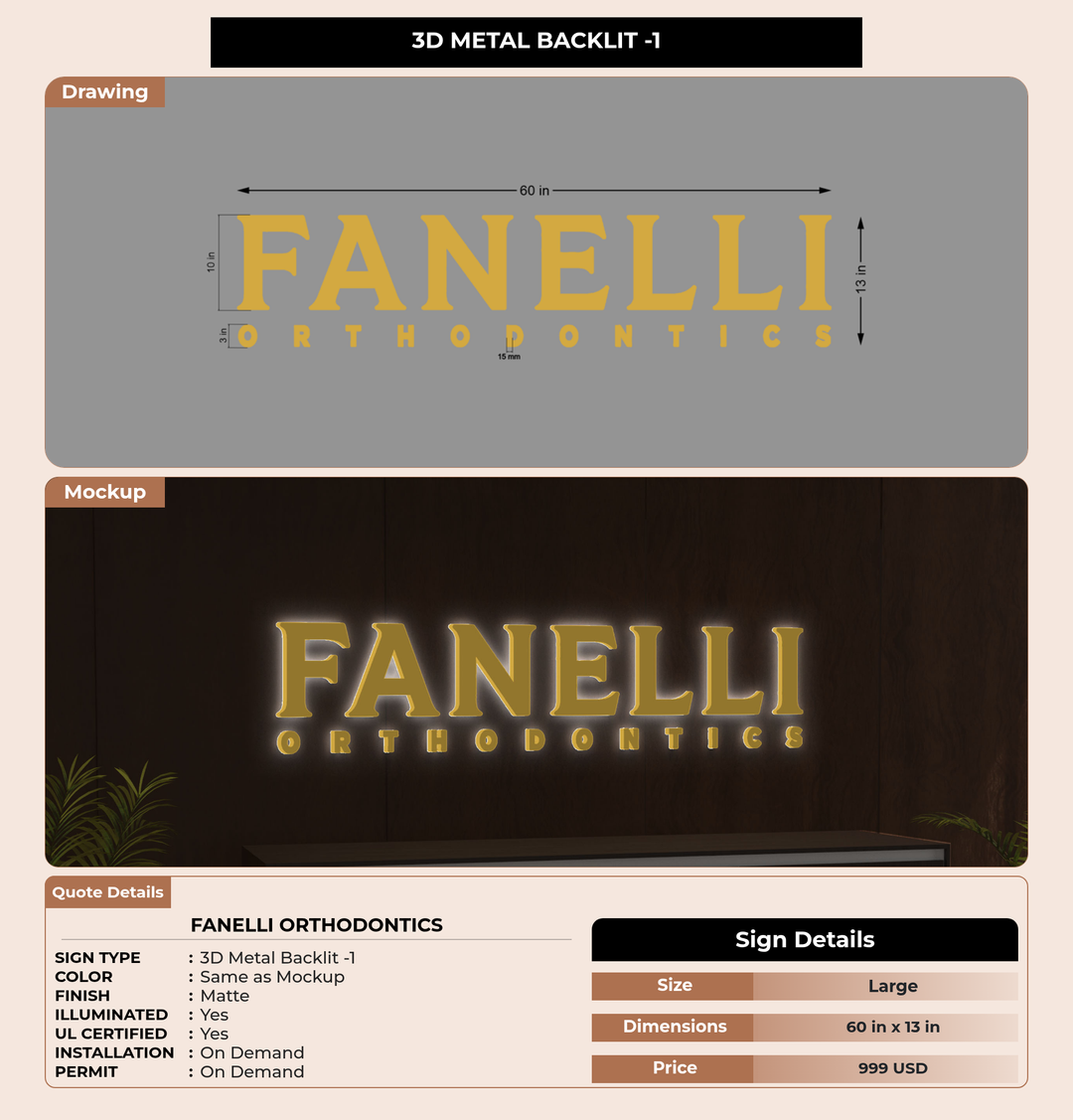 CUSTOM MOCKUP SIGN FOR Fanelli Orthodontics