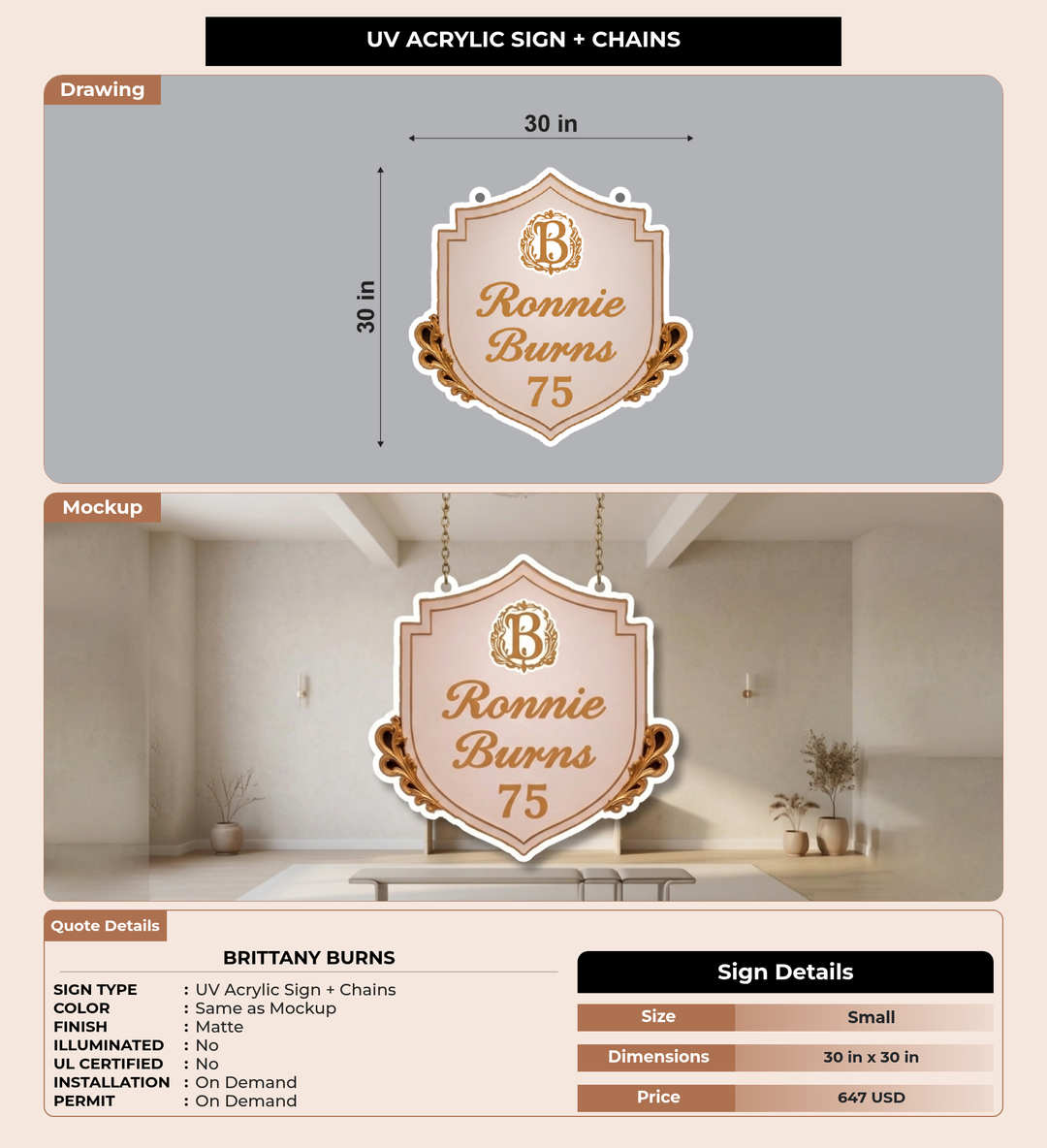 CUSTOM MOCKUP SIGN FOR Brittany Burns