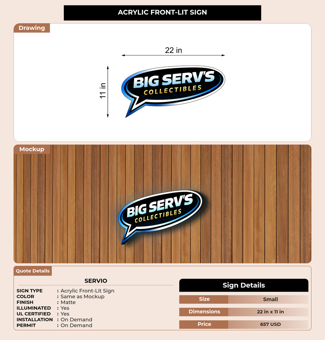 CUSTOM MOCKUP SIGN FOR Servio