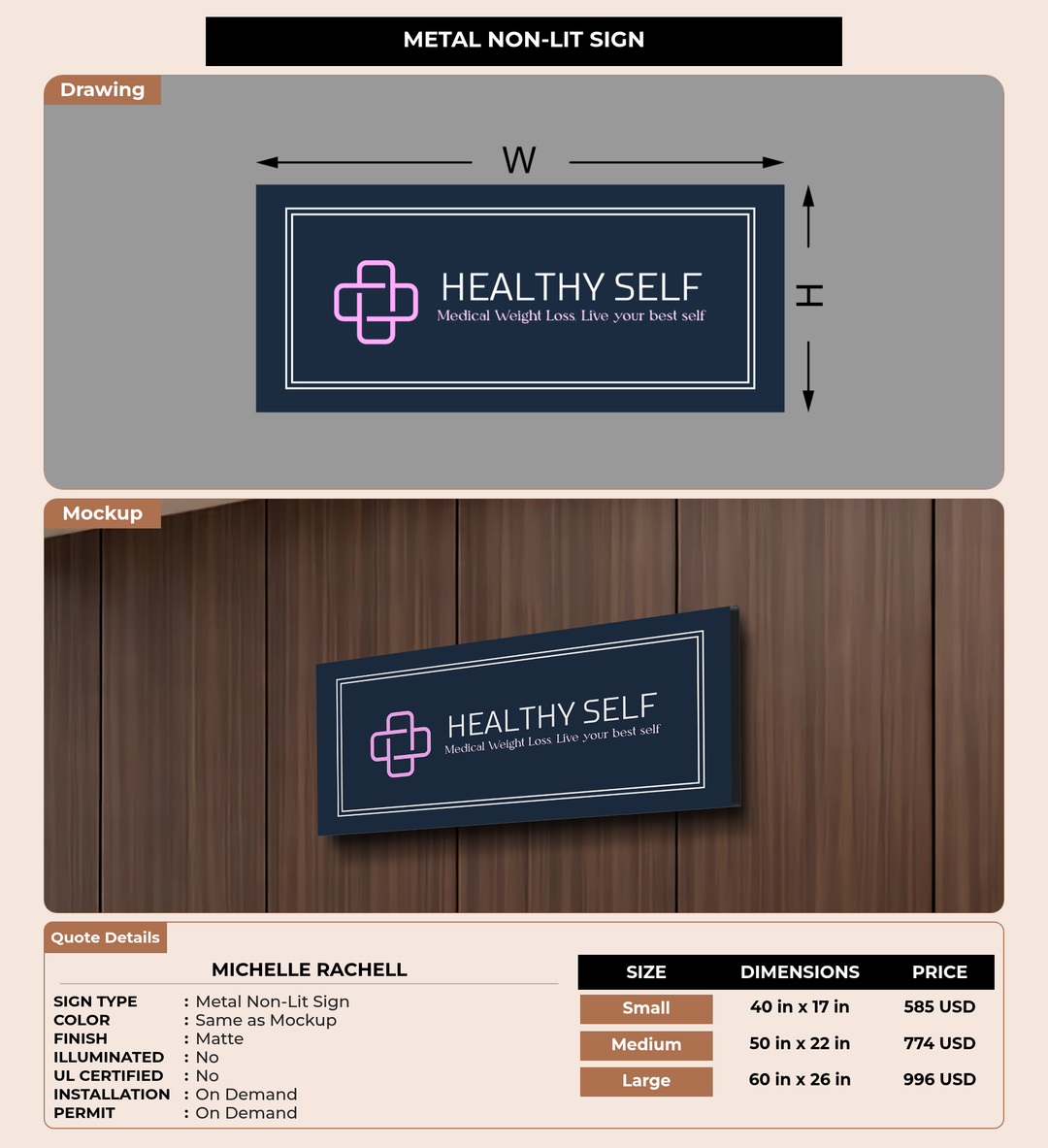 CUSTOM MOCKUP SIGN FOR Michelle Rachell