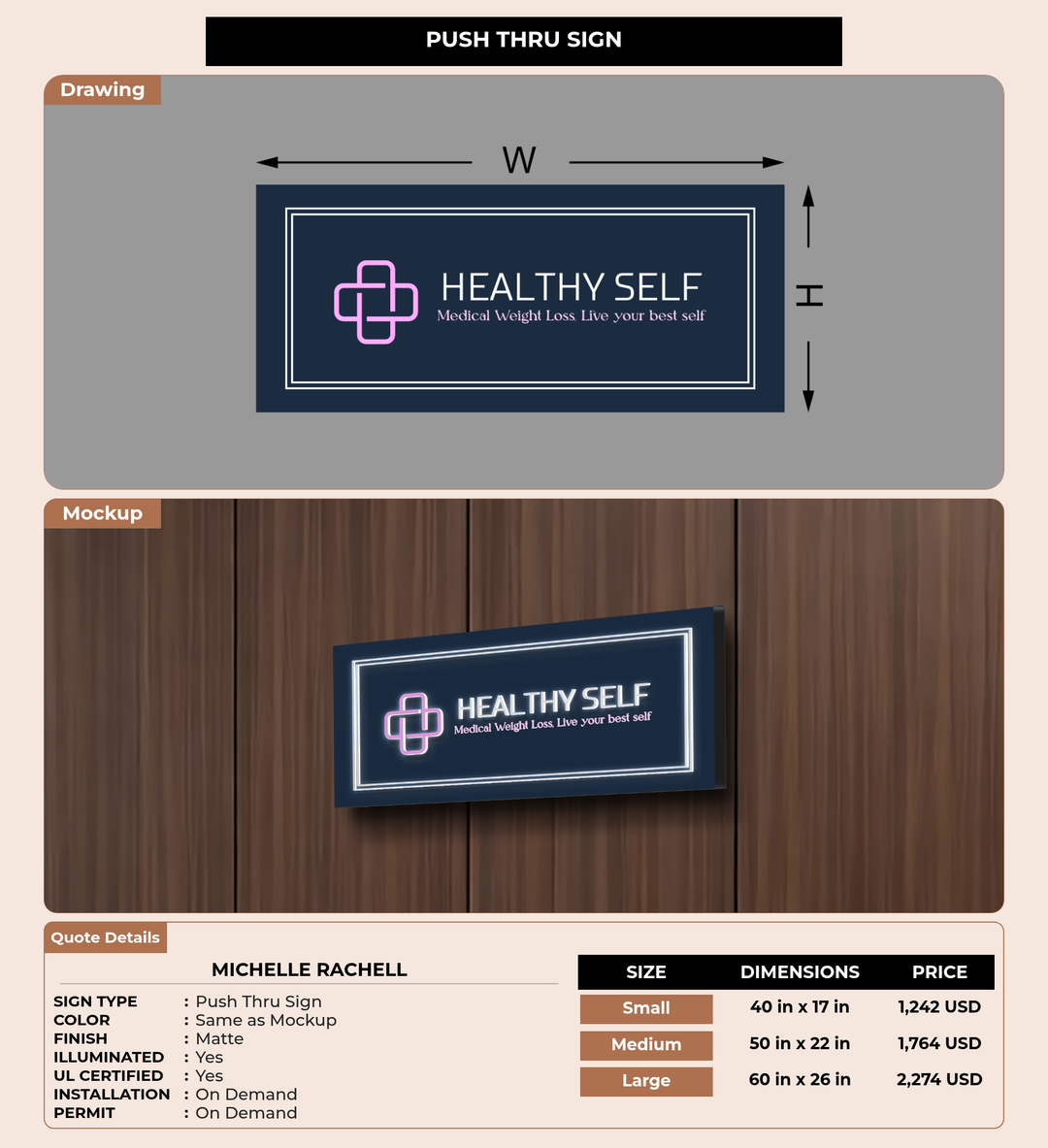CUSTOM MOCKUP SIGN FOR Michelle Rachell