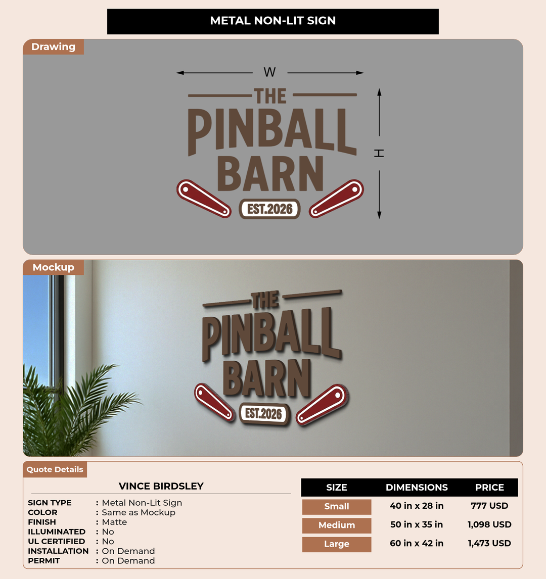 CUSTOM MOCKUP SIGN FOR Vince Birdsley