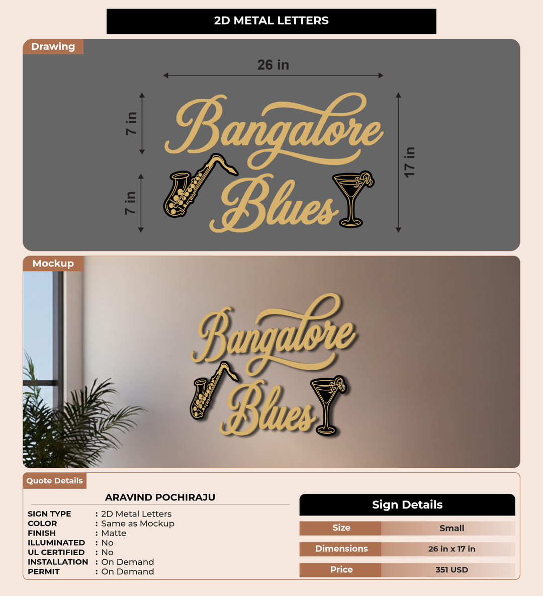 CUSTOM MOCKUP SIGN FOR Aravind Pochiraju