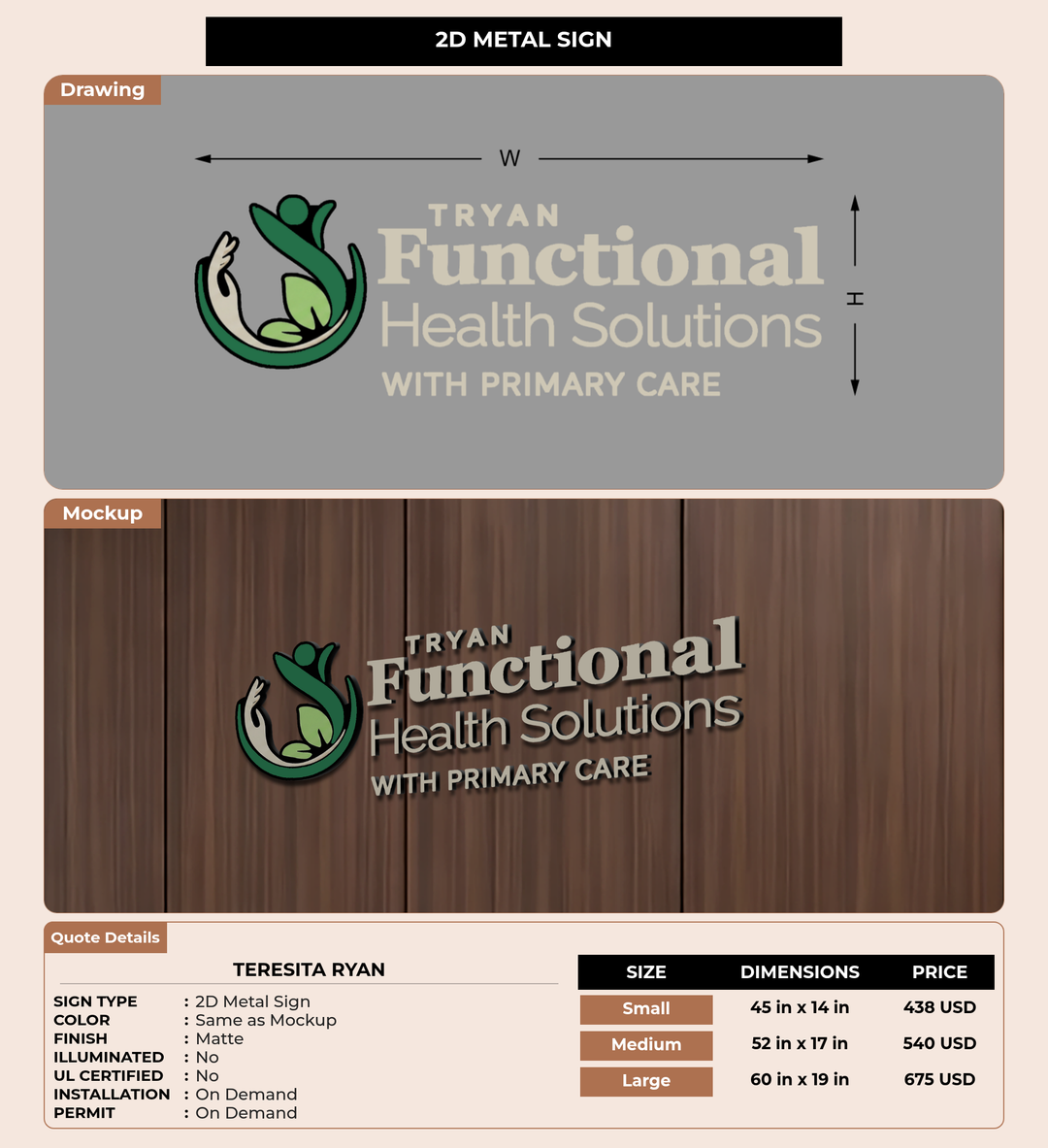 CUSTOM MOCKUP SIGN FOR Teresita Ryan