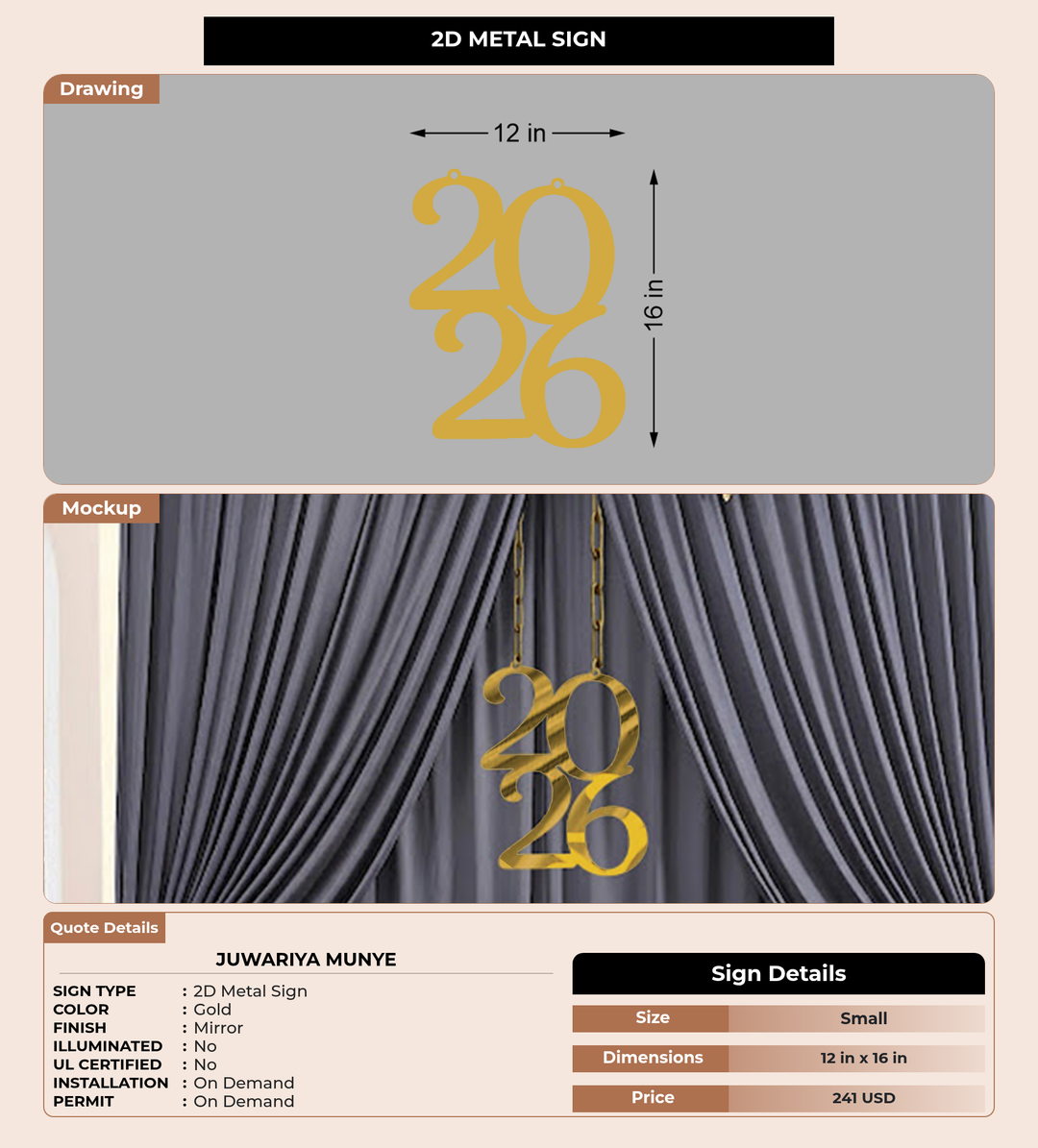 CUSTOM MOCKUP SIGN FOR Juwariya Munye