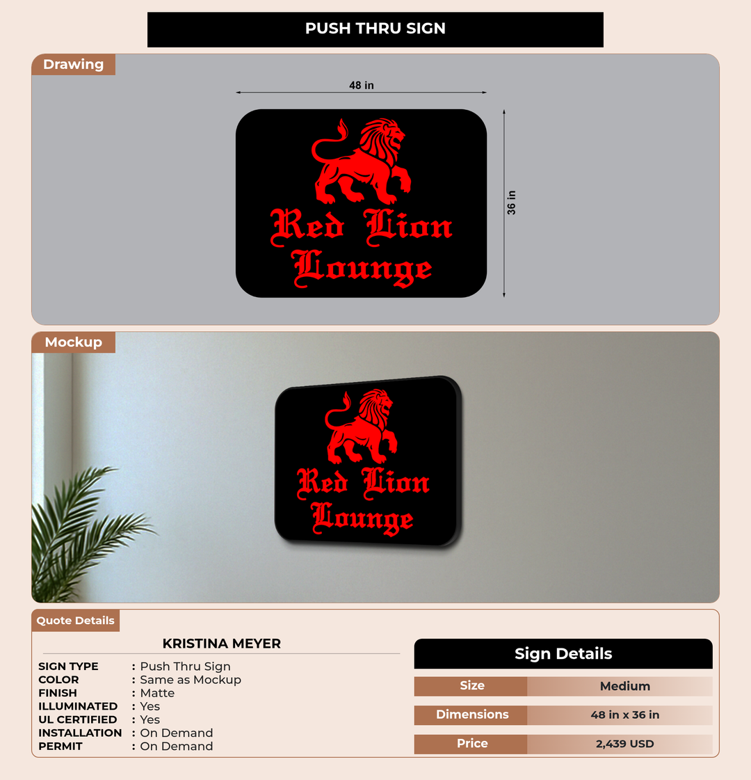 CUSTOM MOCKUP SIGN FOR Kristina Meyer