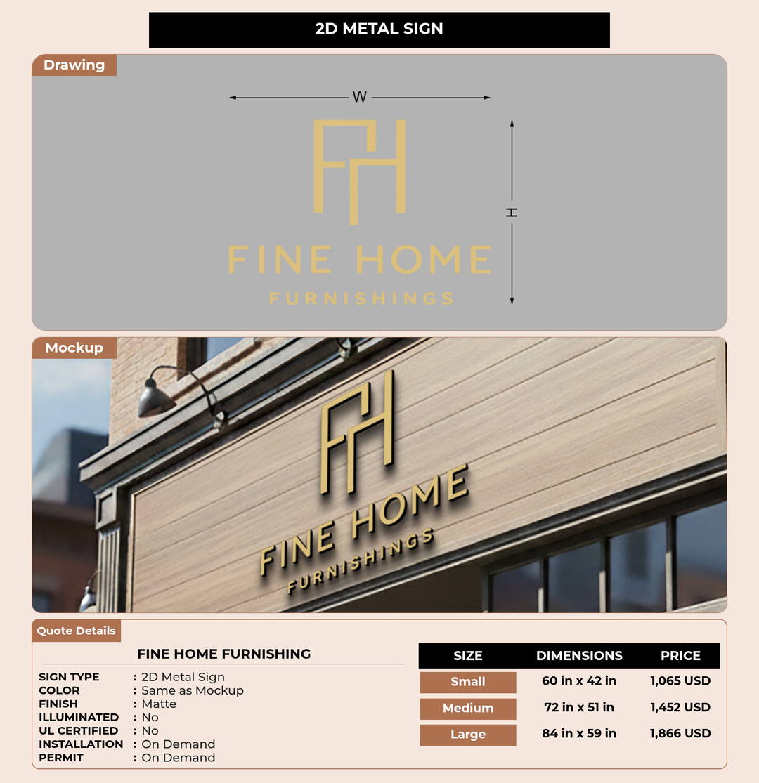 CUSTOM MOCKUP SIGN FOR Fine Home Furnishing