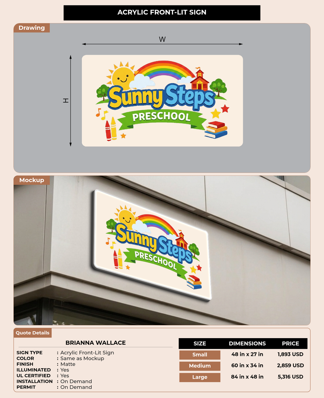 CUSTOM MOCKUP SIGN FOR Brianna Wallace