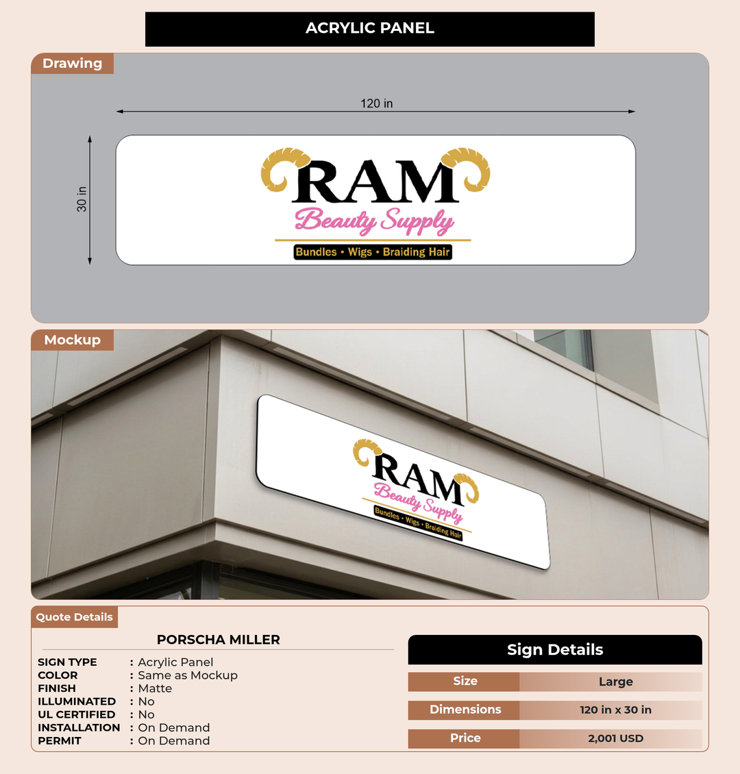 CUSTOM MOCKUP SIGN FOR Porscha Miller