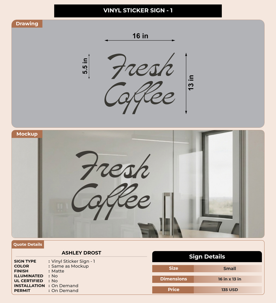 CUSTOM MOCKUP SIGN FOR Ashley Drost