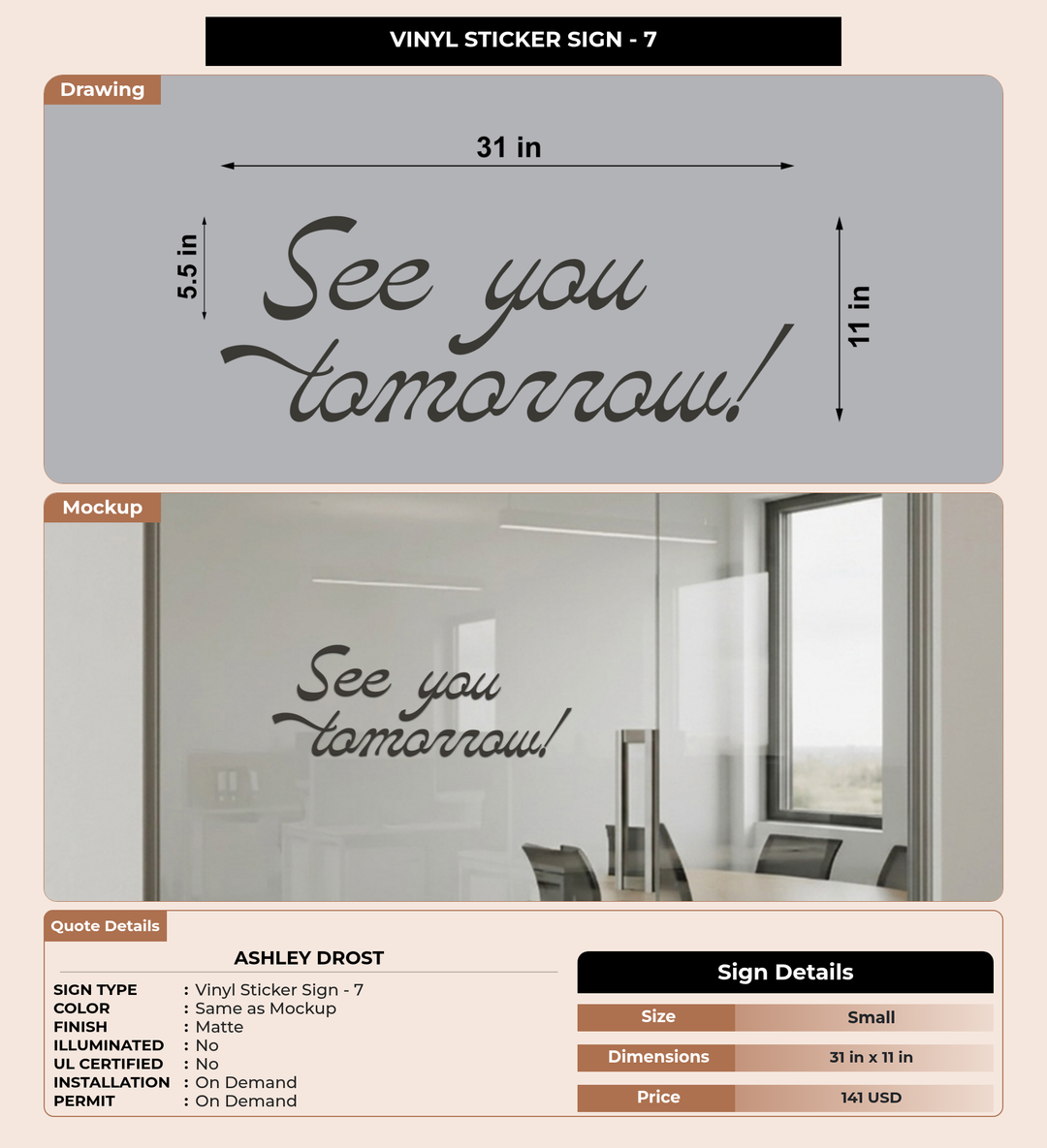 CUSTOM MOCKUP SIGN FOR Ashley Drost
