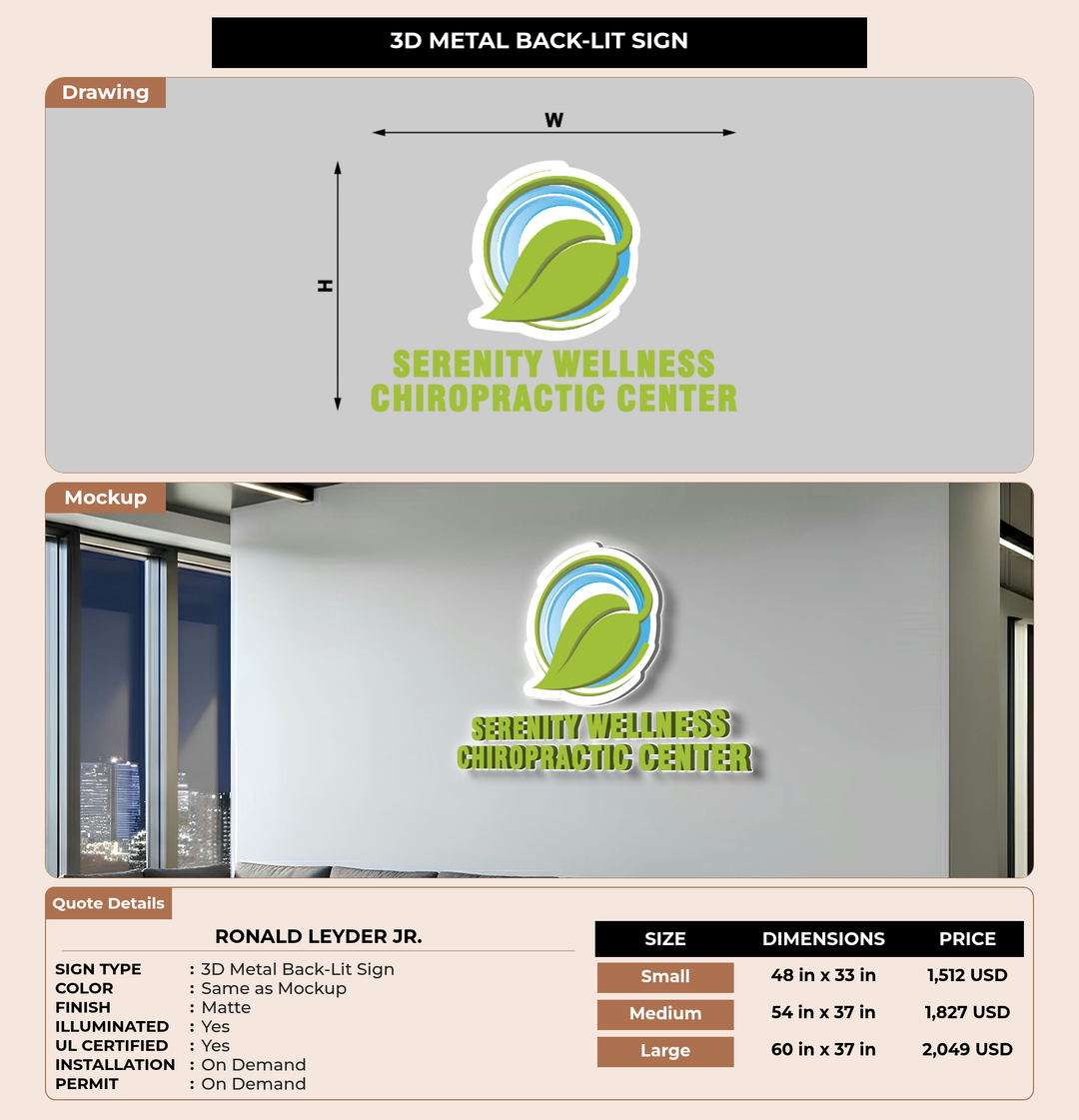 CUSTOM MOCKUP SIGN FOR Ronald Leyder Jr.