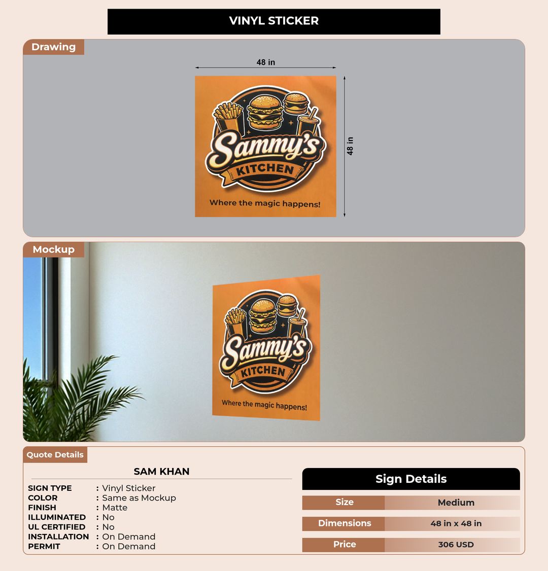 CUSTOM MOCKUP SIGN FOR Sam khan