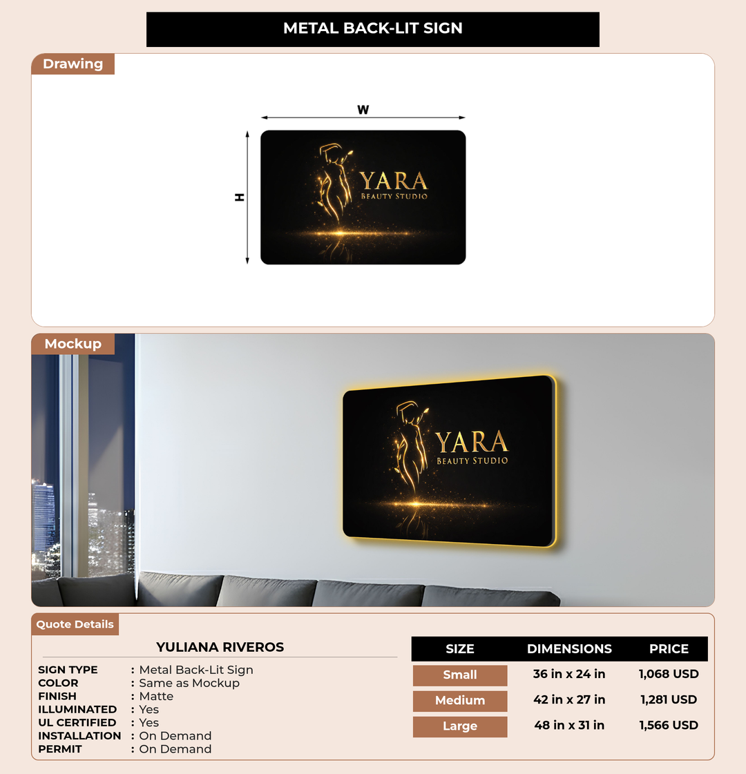 CUSTOM MOCKUP SIGN FOR Yuliana Riveros