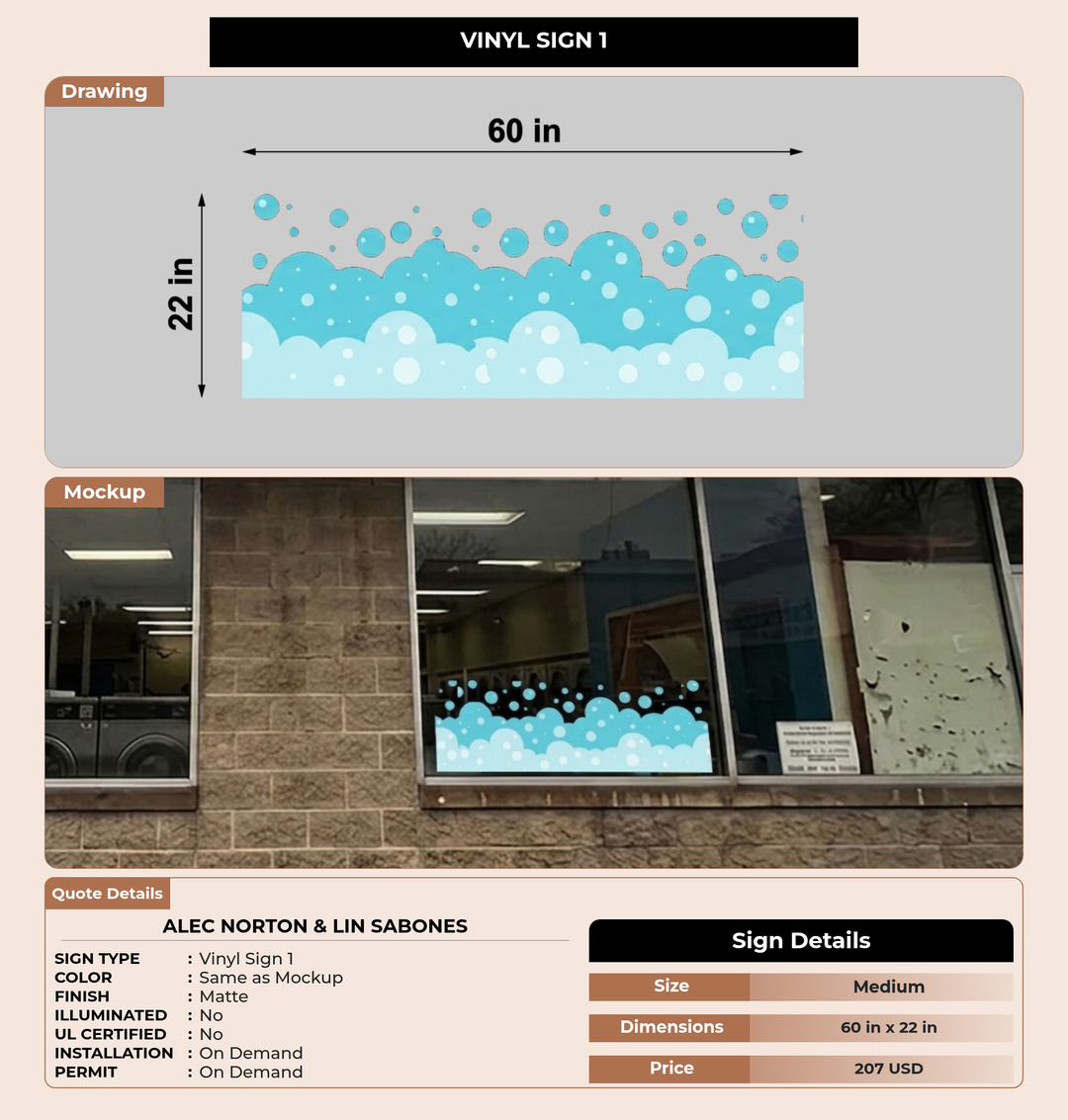 CUSTOM MOCKUP SIGN FOR Alec Norton & Lin Sabones