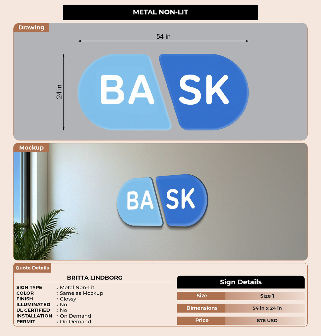 CUSTOM MOCKUP SIGN FOR Britta Lindborg