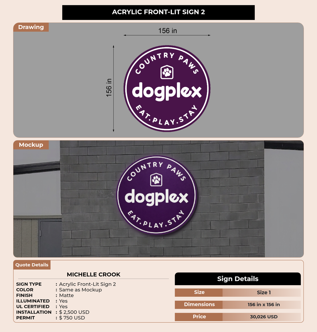 CUSTOM MOCKUP SIGN FOR Michelle Crook