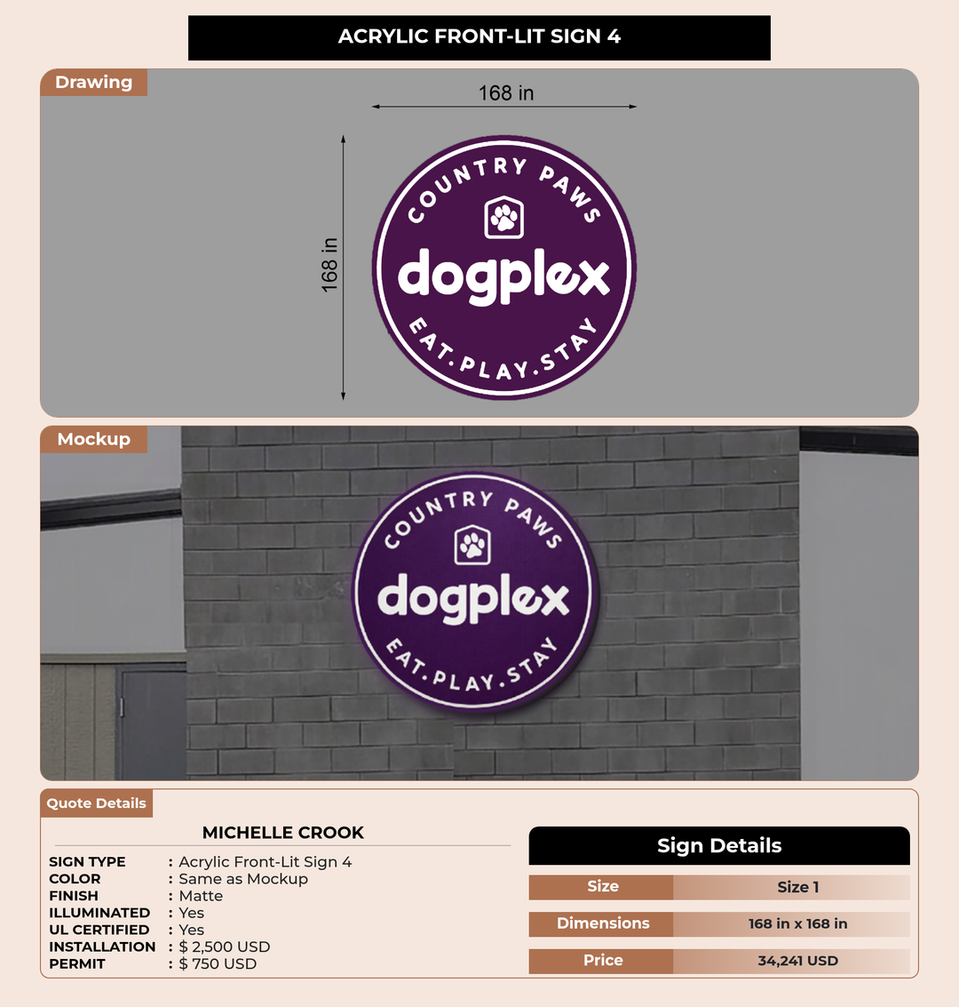 CUSTOM MOCKUP SIGN FOR Michelle Crook