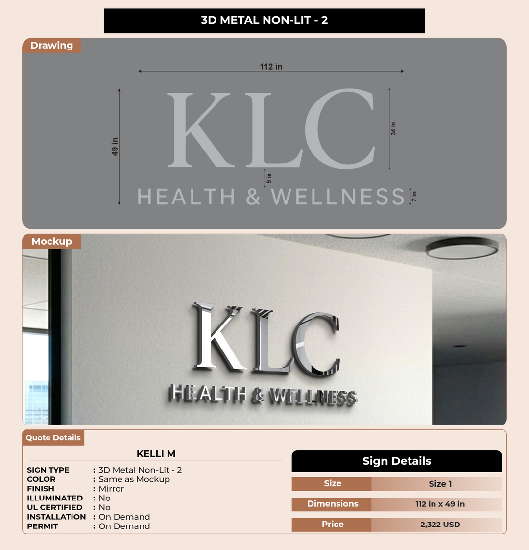 CUSTOM MOCKUP SIGN FOR Kelli M