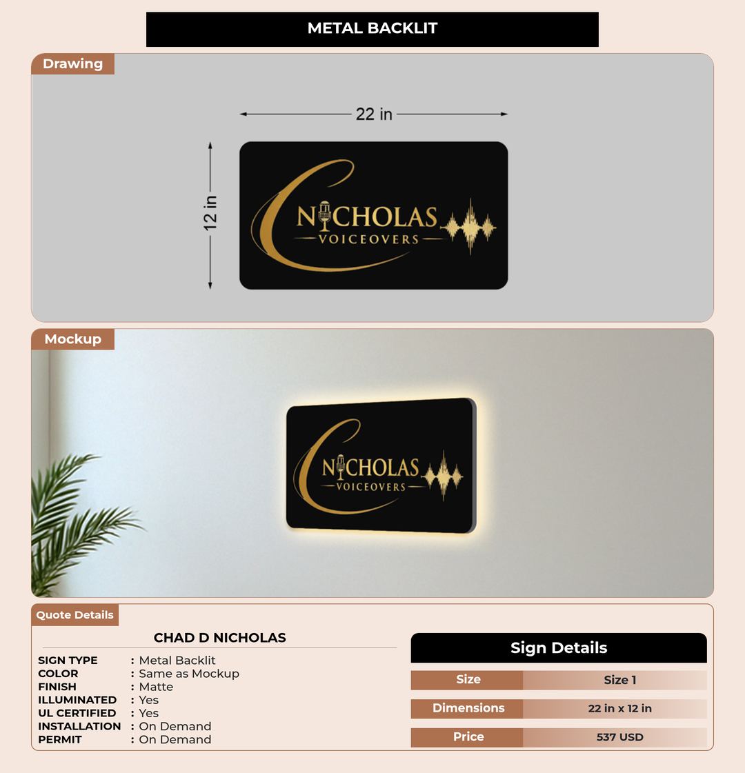 CUSTOM MOCKUP SIGN FOR Chad D Nicholas
