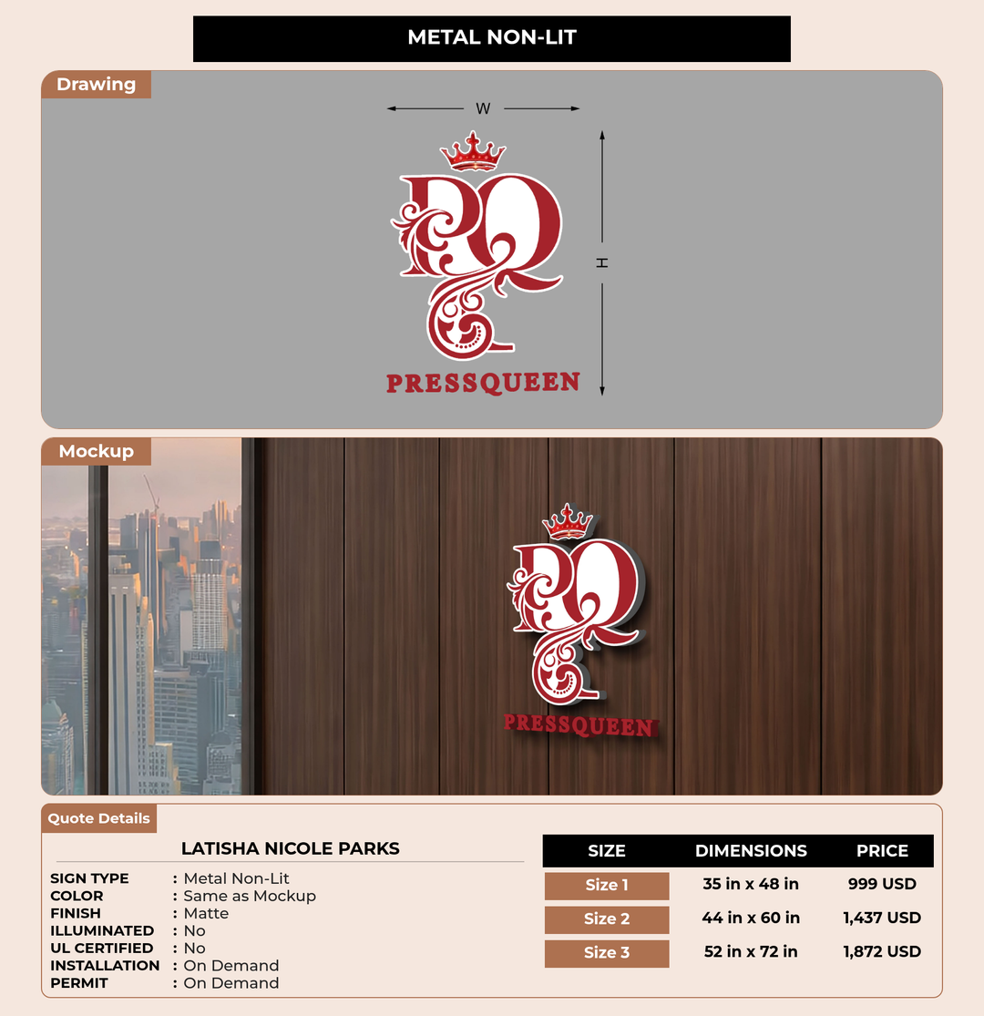 CUSTOM MOCKUP SIGN FOR Latisha Nicole Parks