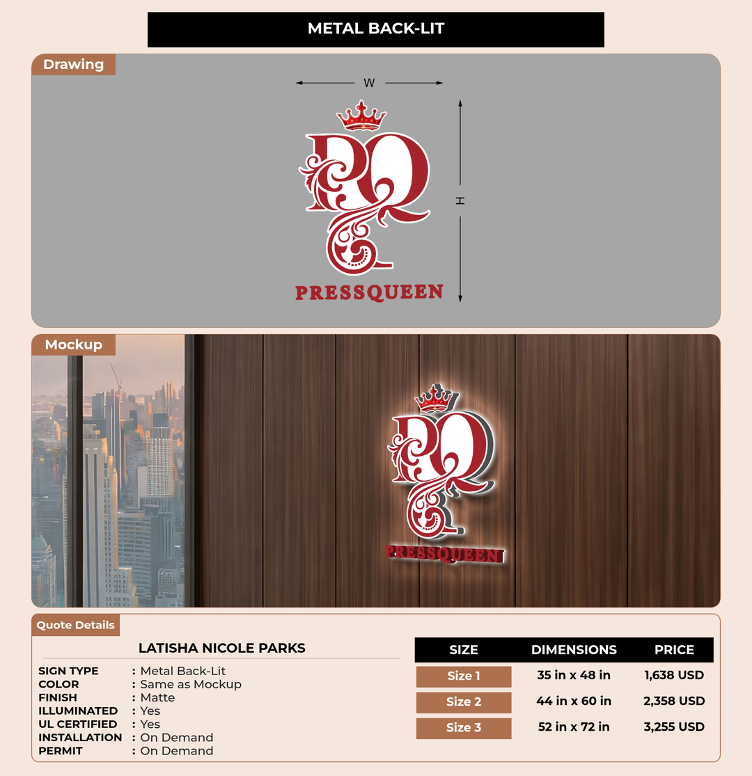 CUSTOM MOCKUP SIGN FOR Latisha Nicole Parks