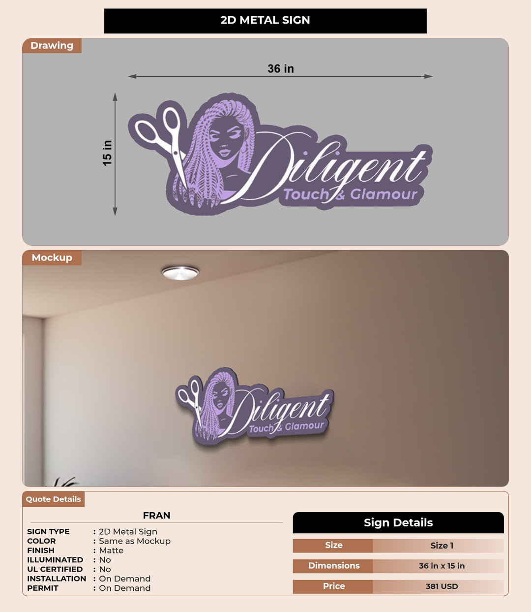 CUSTOM MOCKUP SIGN FOR Fran