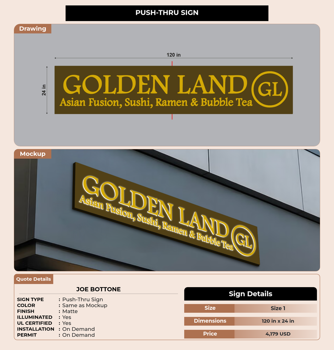 CUSTOM MOCKUP SIGN FOR Joe Bottone