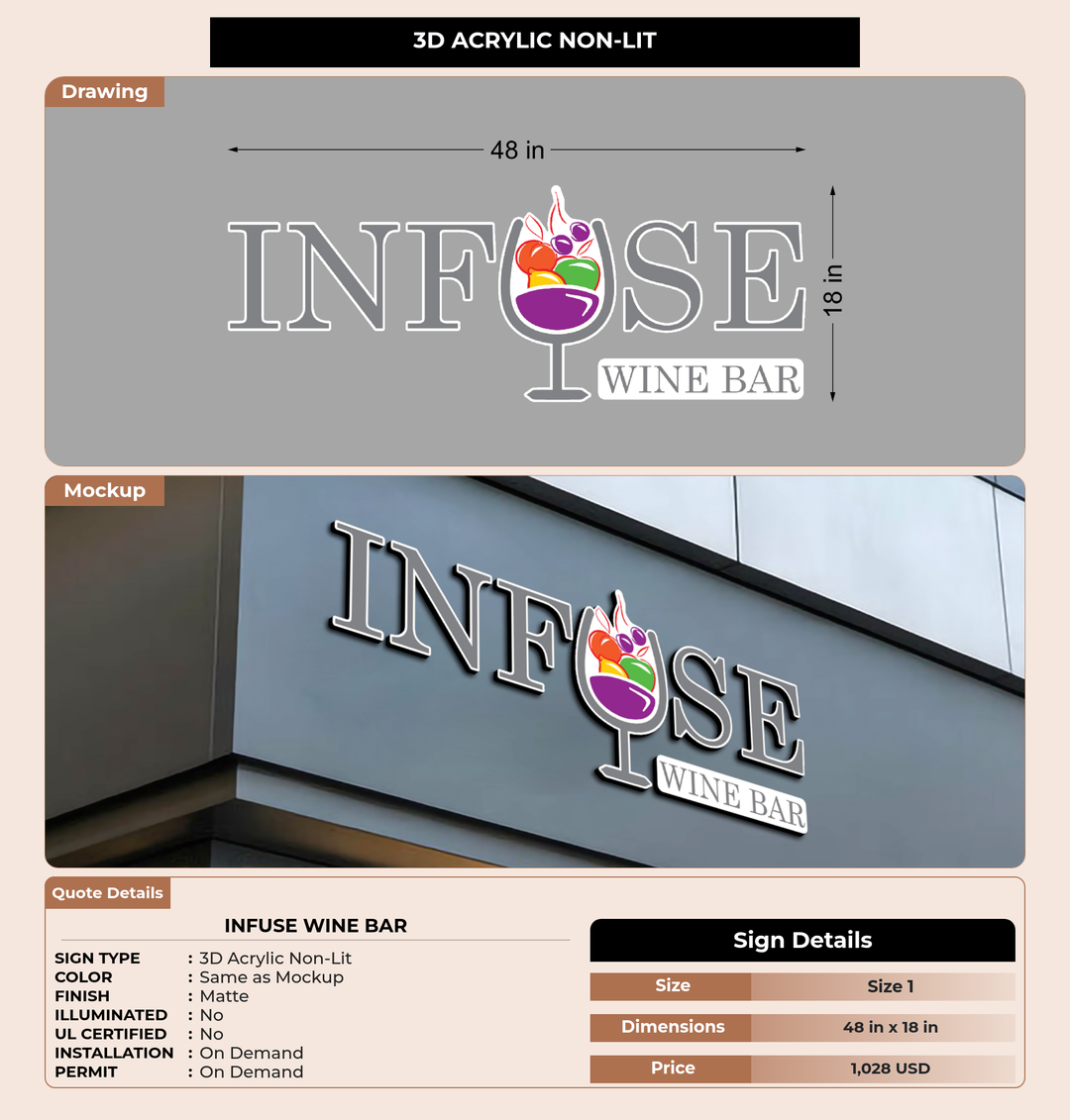 CUSTOM MOCKUP SIGN FOR Infuse Wine Bar