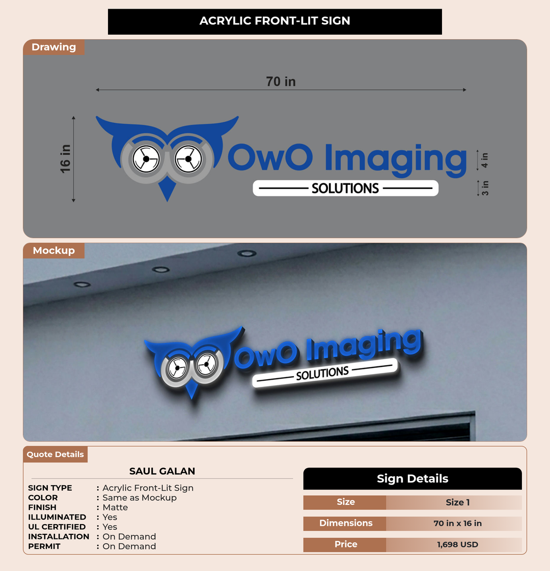 CUSTOM MOCKUP SIGN FOR Saul Galan
