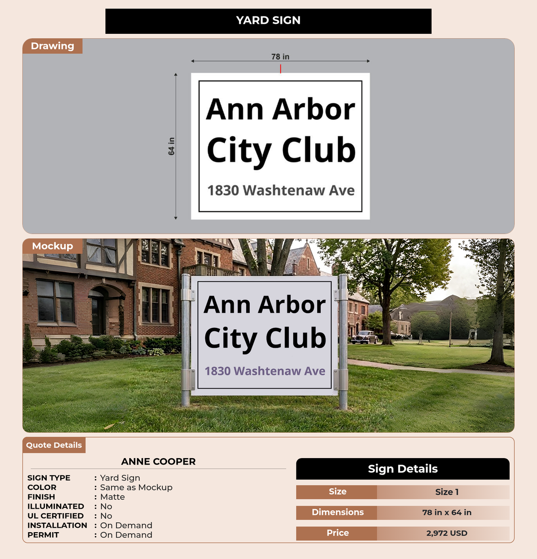 CUSTOM MOCKUP SIGN FOR Anne Cooper