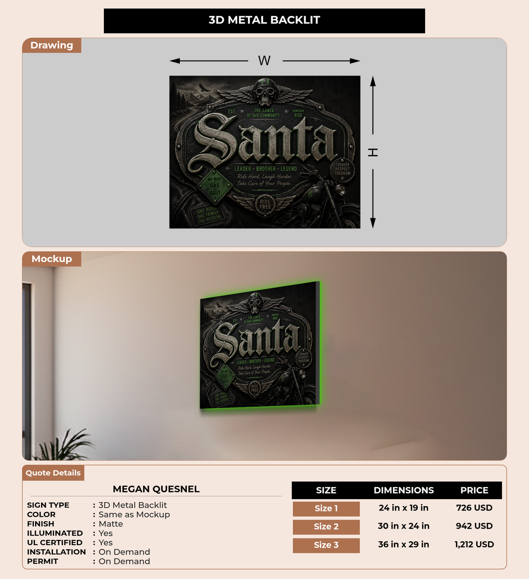 CUSTOM MOCKUP SIGN FOR Megan Quesnel
