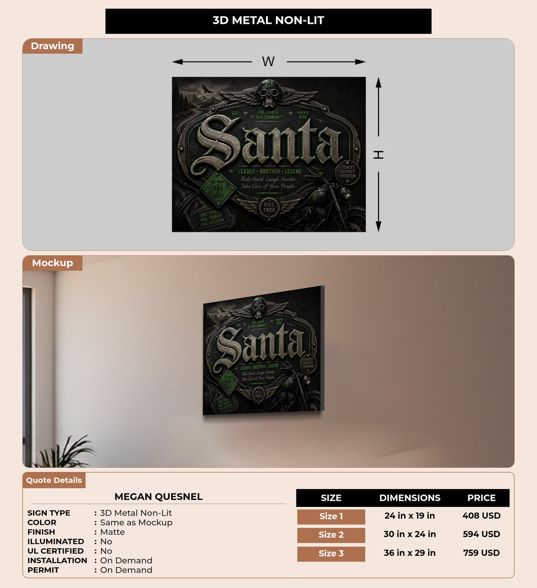 CUSTOM MOCKUP SIGN FOR Megan Quesnel