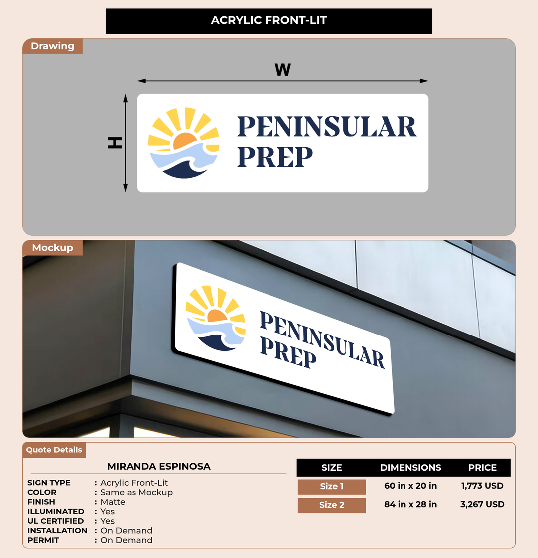 CUSTOM MOCKUP SIGN FOR Miranda Espinosa