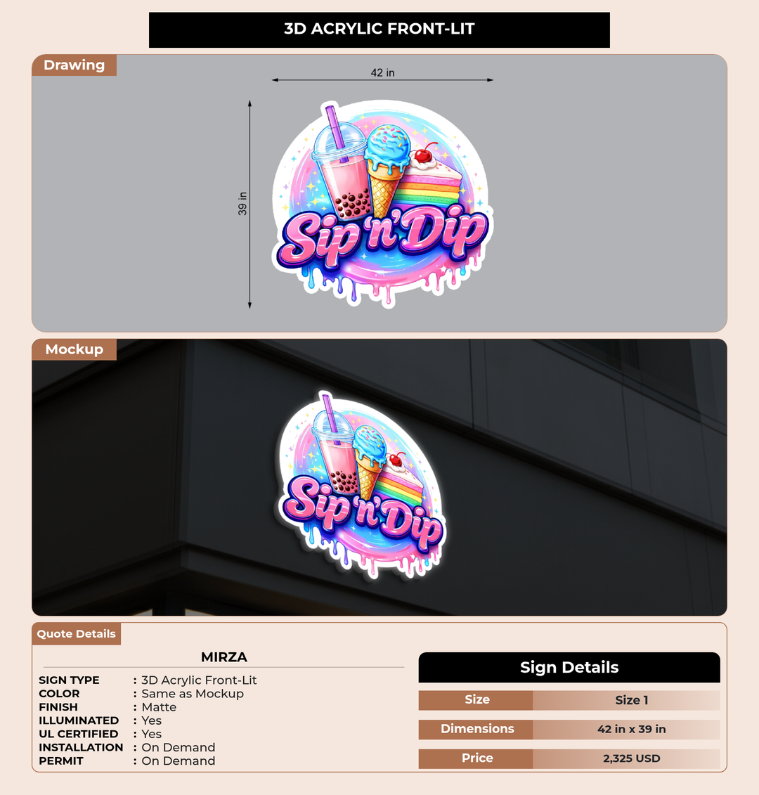 CUSTOM MOCKUP SIGN FOR Mirza
