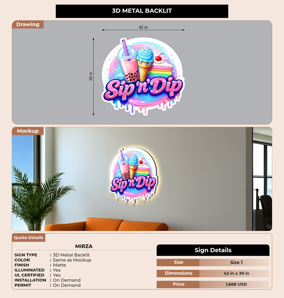 CUSTOM MOCKUP SIGN FOR Mirza