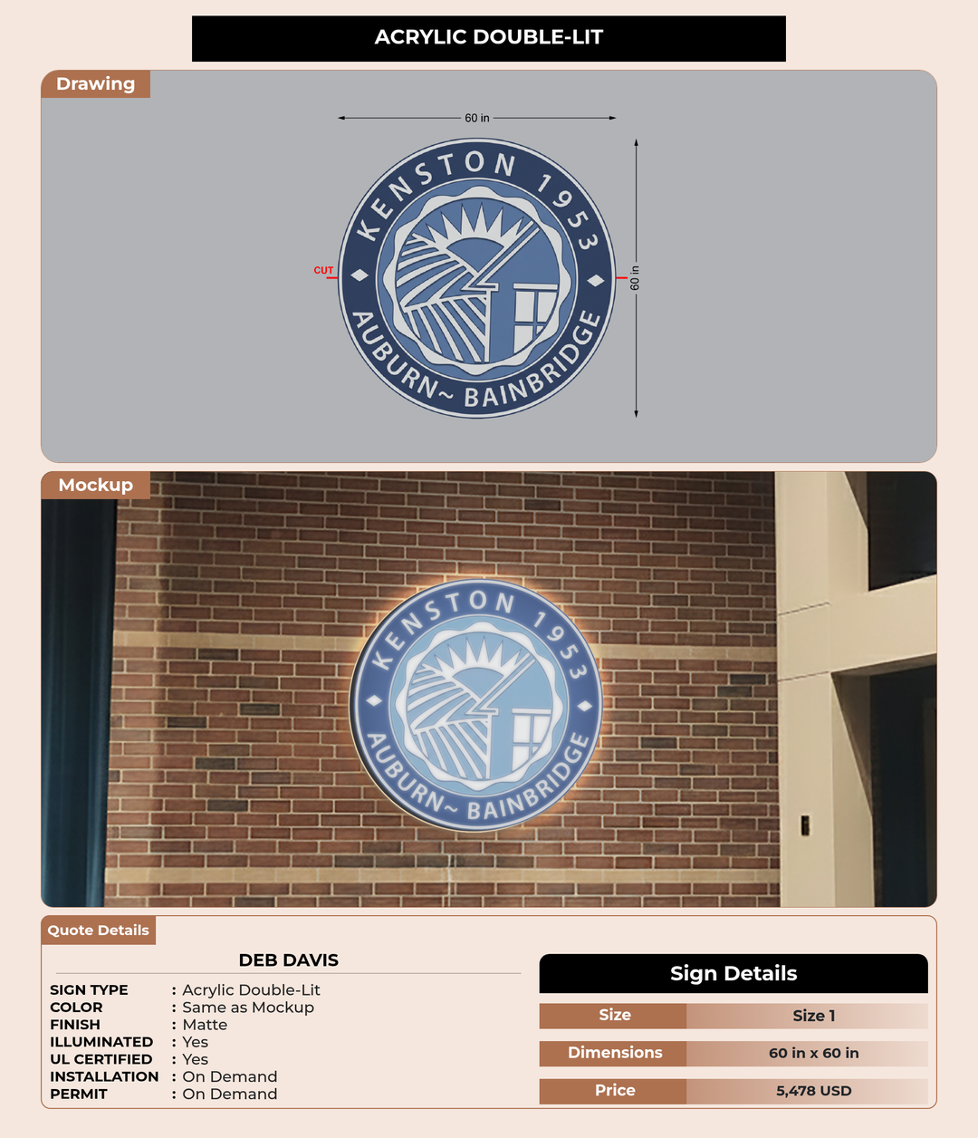 CUSTOM MOCKUP SIGN FOR deb davis