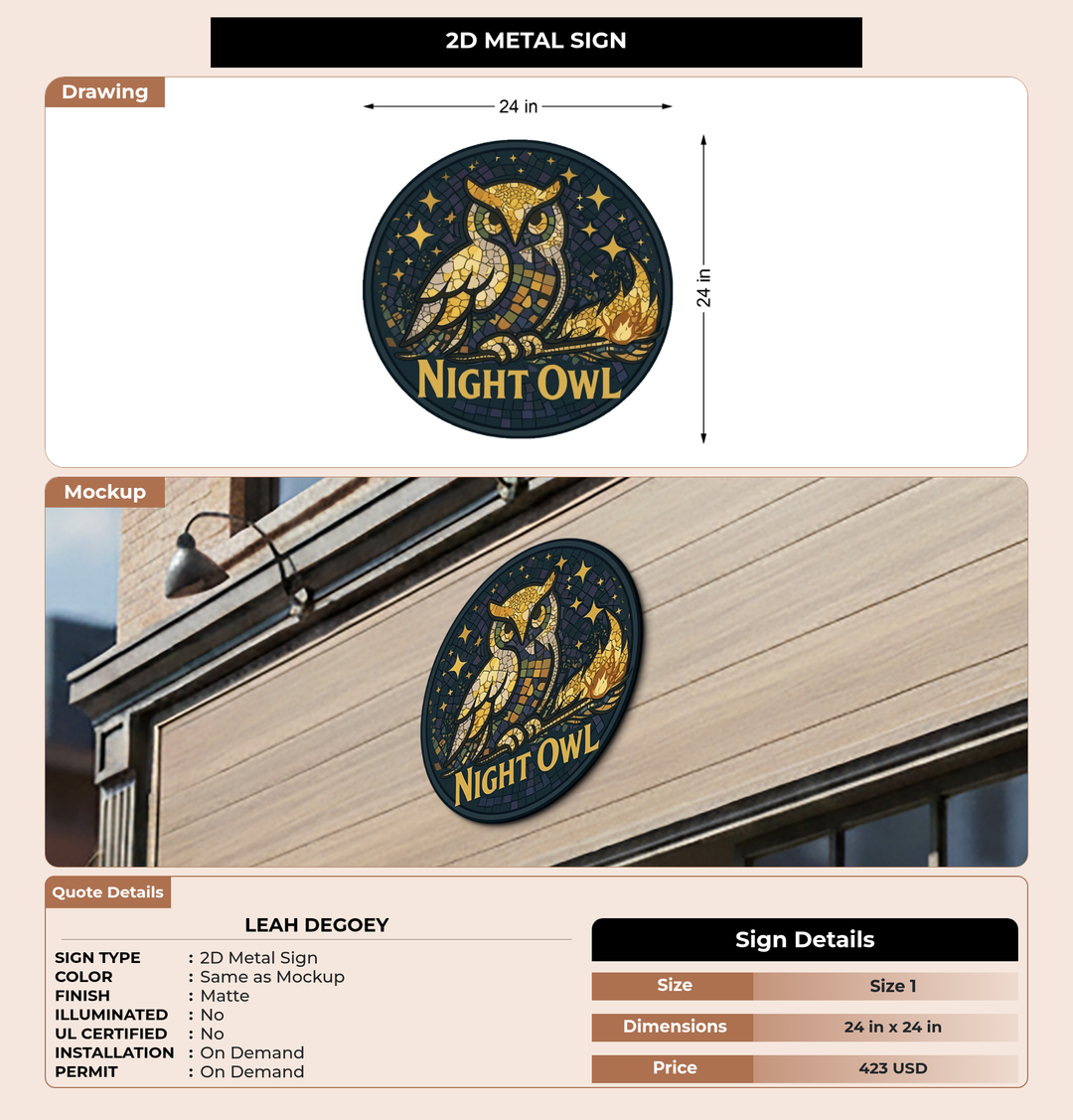 CUSTOM MOCKUP SIGN FOR Leah Degoey