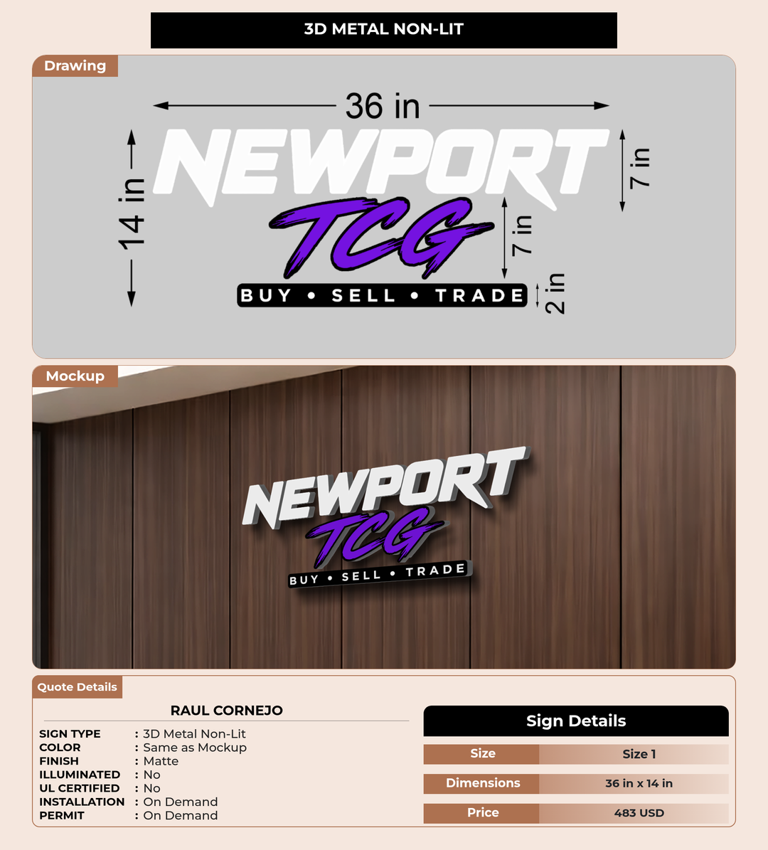CUSTOM MOCKUP SIGN FOR Raul Cornejo