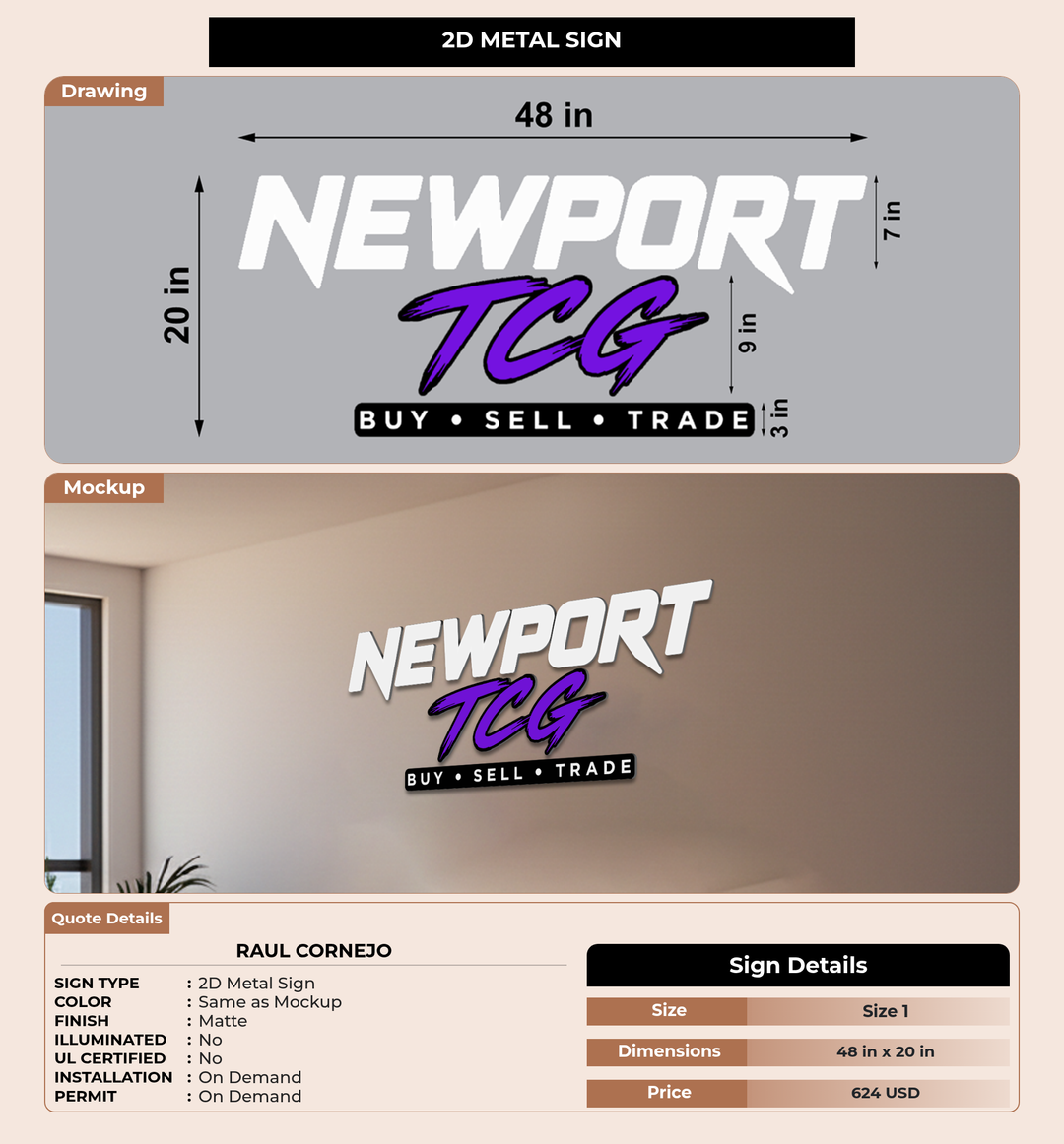 CUSTOM MOCKUP SIGN FOR Raul Cornejo