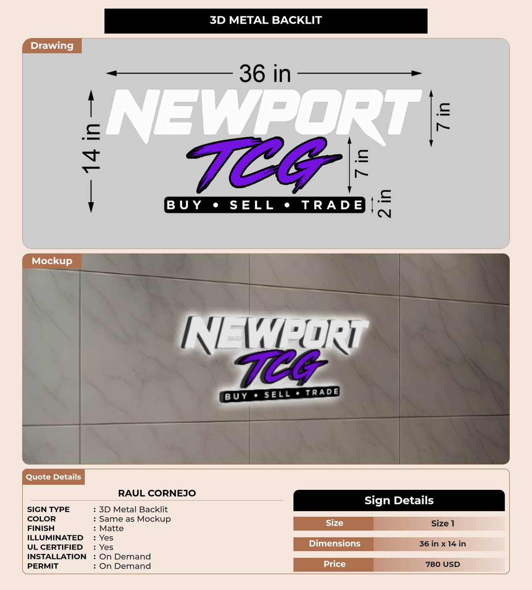 CUSTOM MOCKUP SIGN FOR Raul Cornejo
